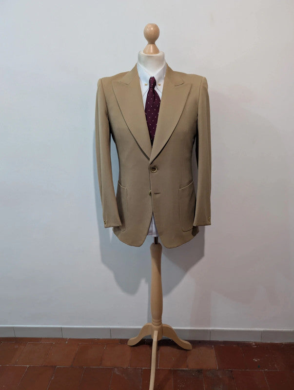 Bright mustard beige wool suit