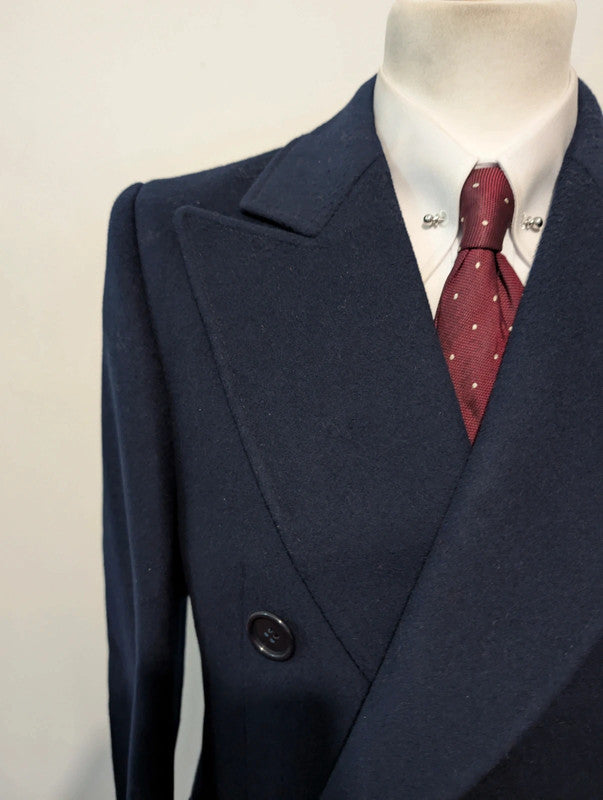 Redoubtable navy blue wool double-breasted coat
