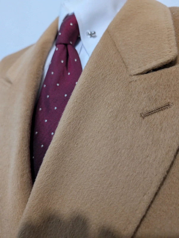 Rarissime manteau croisé Camel en vigogne