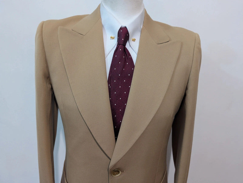 Bright mustard beige wool suit