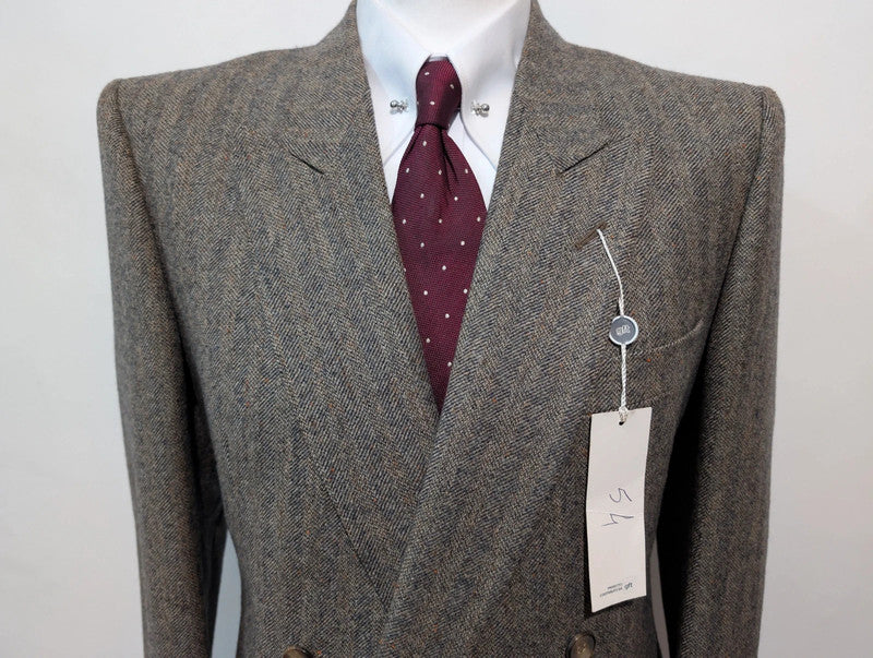 Exceptionnel costume croisé marron en donegale tweed
