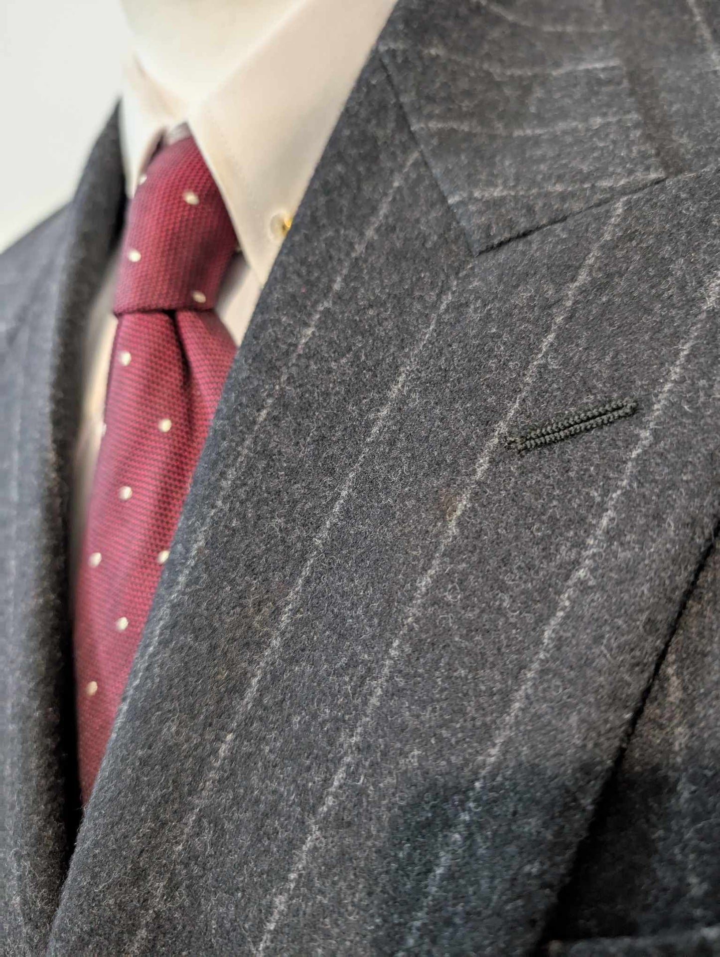 Vilain costume croisé chalkstripe en flanelle lourde