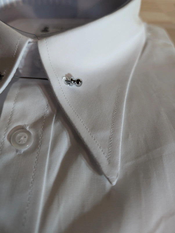 Cotton shirt with 10cm pin-point collar