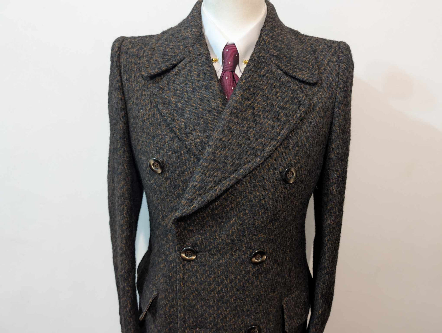 Élégant manteau marron en tweed