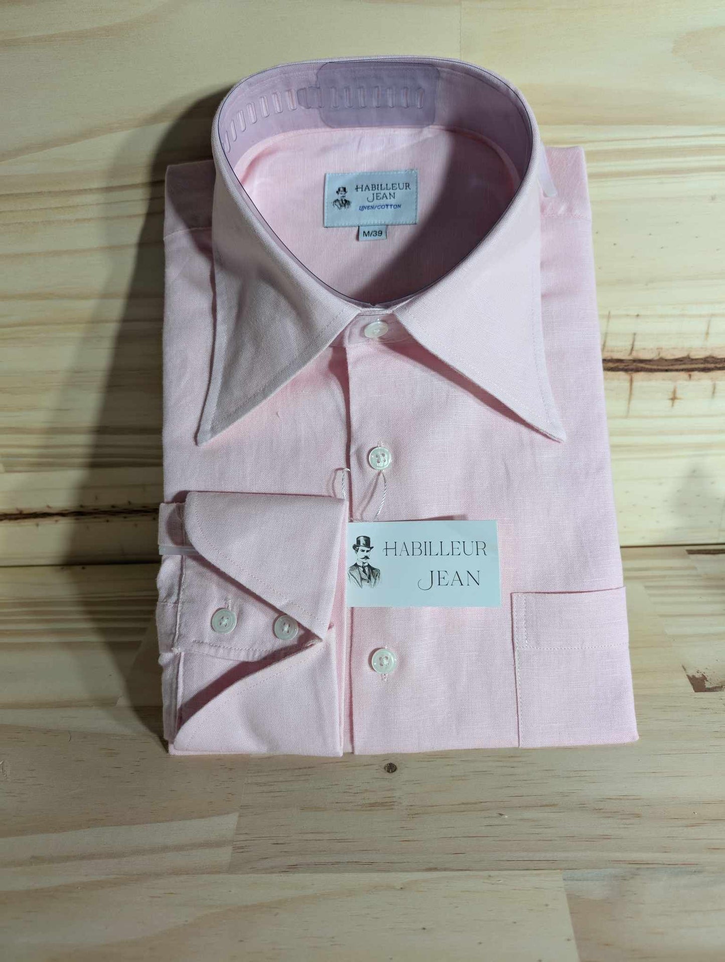 French Collar Shirt in Linen and Cotton