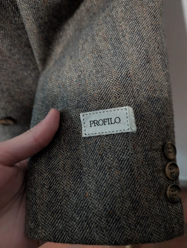 Exceptionnel costume croisé marron en donegale tweed