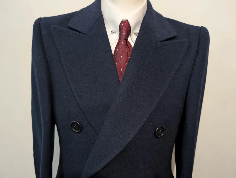 Redoubtable navy blue wool double-breasted coat