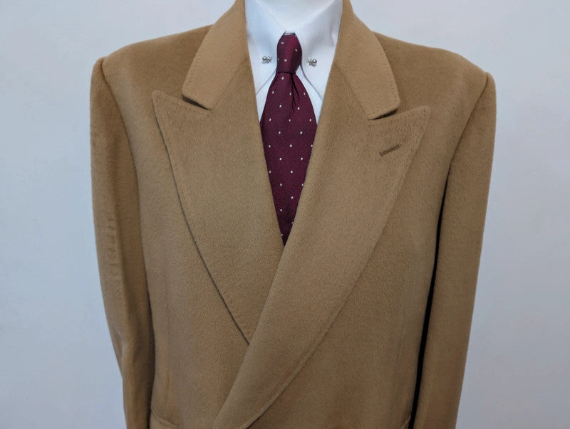 Rarissime manteau croisé Camel en vigogne