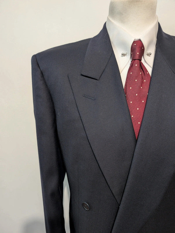 Incredible navy blue wool double-breasted suit