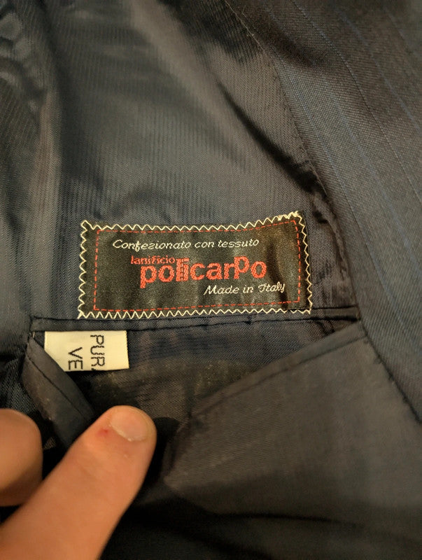 Petit costume croisé bleu marine en laine légère