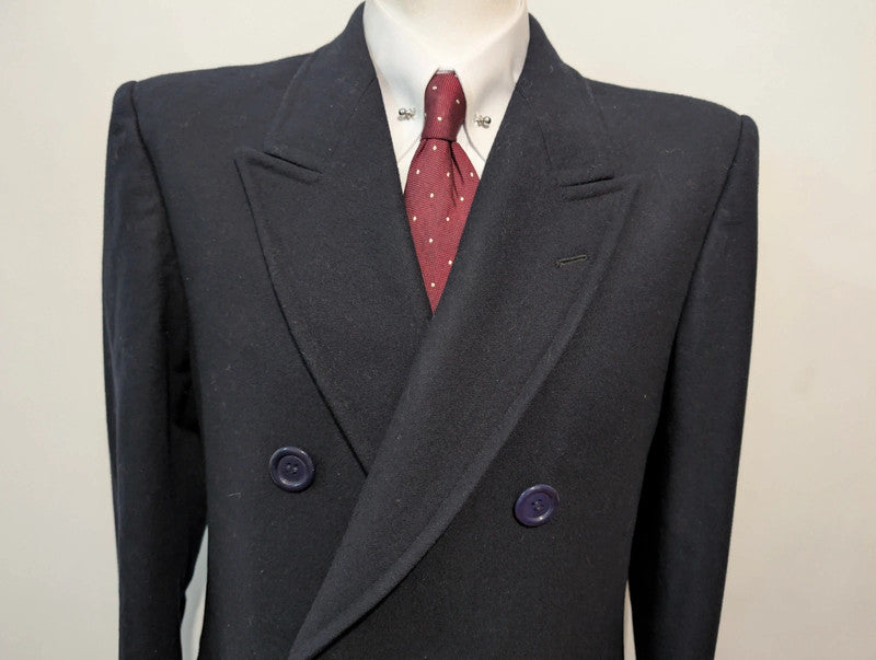 Fabuleux manteau croisé bleu marine en laine