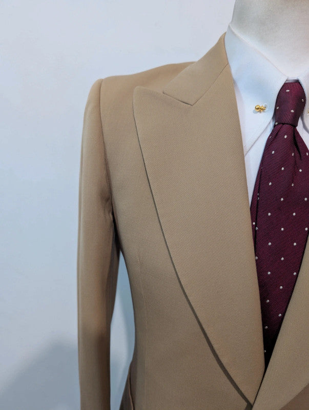 Bright mustard beige wool suit