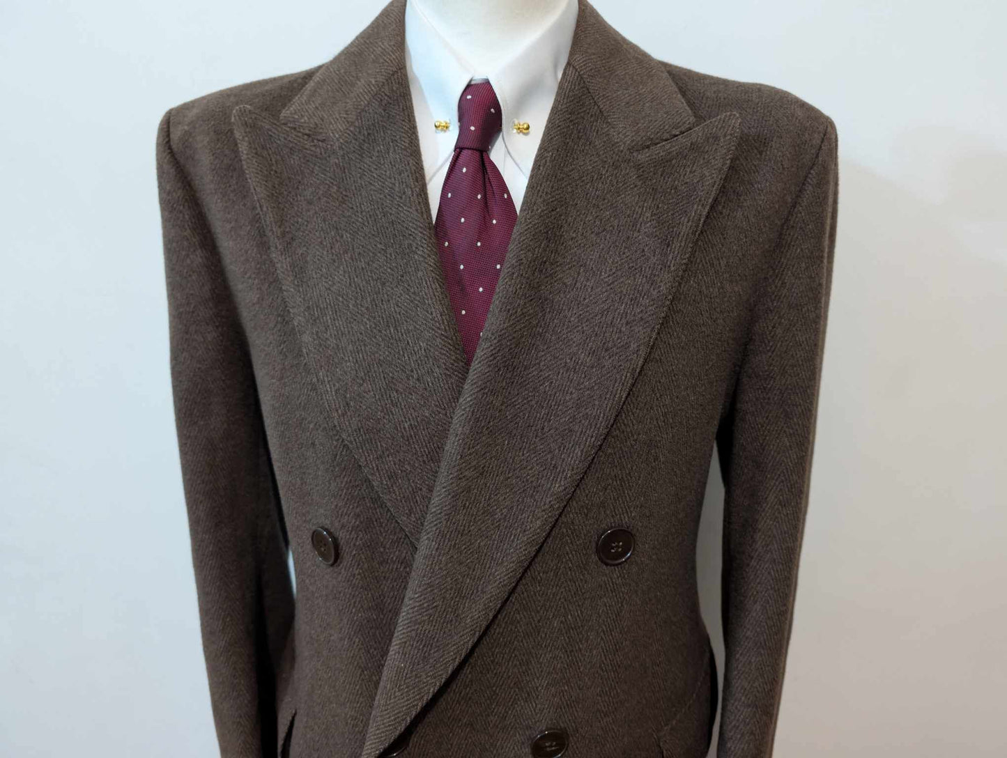 Fabuleux manteau croisé marron a chevron