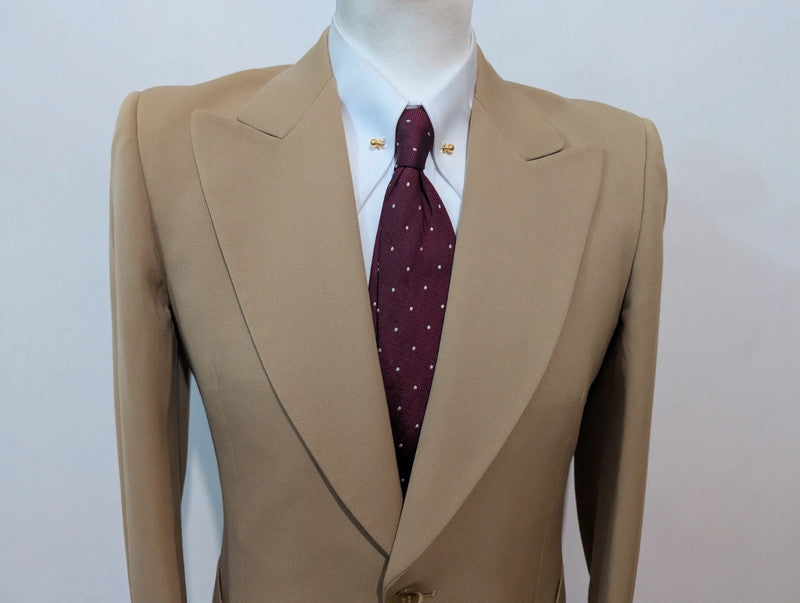 Bright mustard beige wool suit