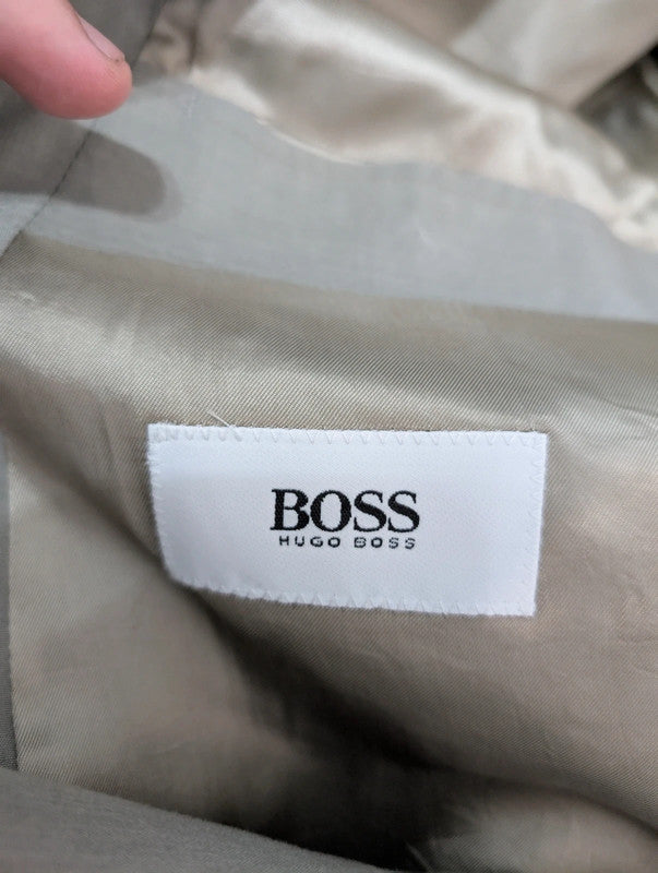 Costume croisé gris vert en laine