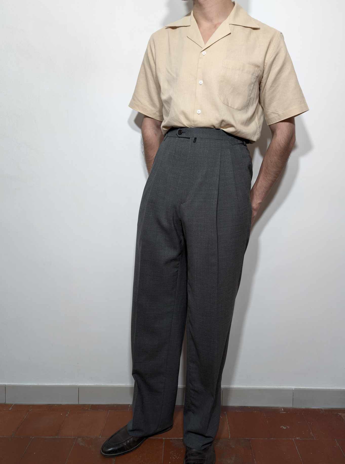 Pantalon Gris taille haute en Laine froide (290gr)