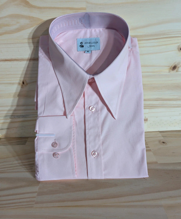 Cotton shirt with point collar with hidden buttons 10cm