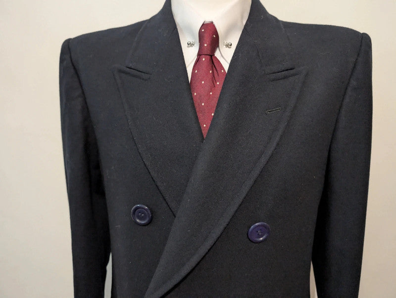 Fabuleux manteau croisé bleu marine en laine