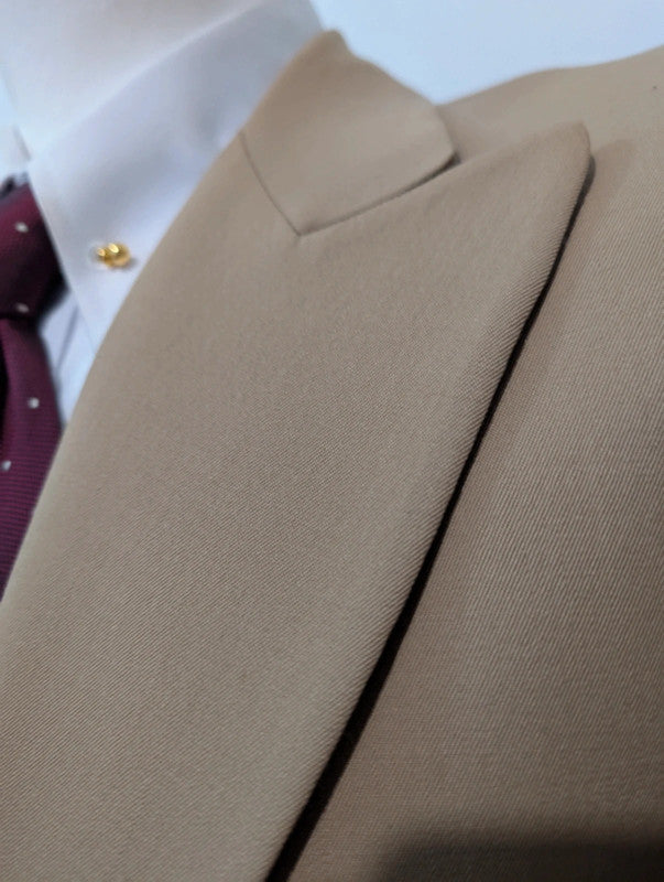 Bright mustard beige wool suit