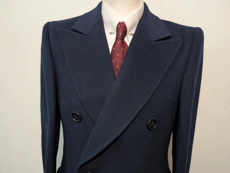 Redoubtable navy blue wool double-breasted coat