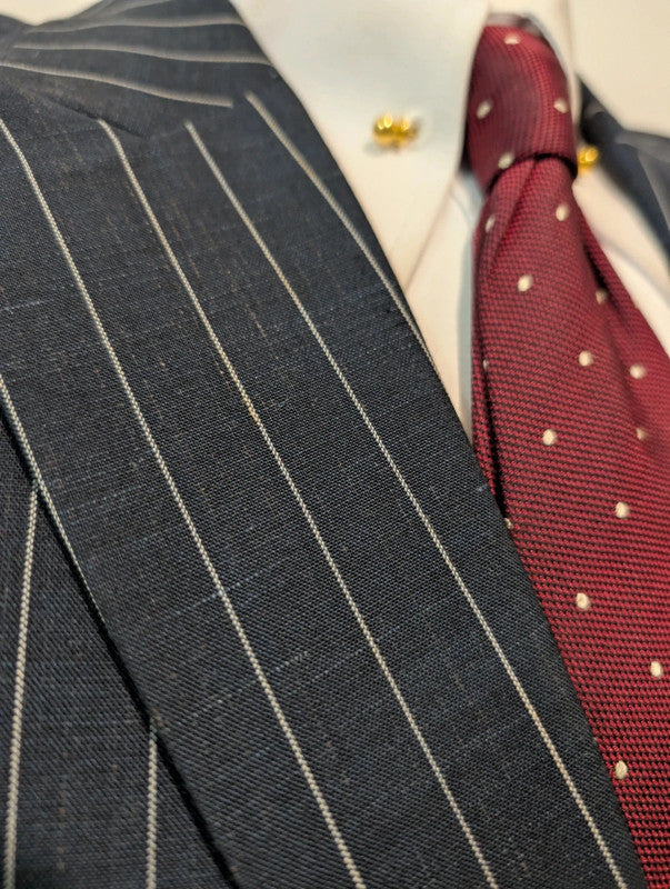Exceptional pinstripe suit in cold wool