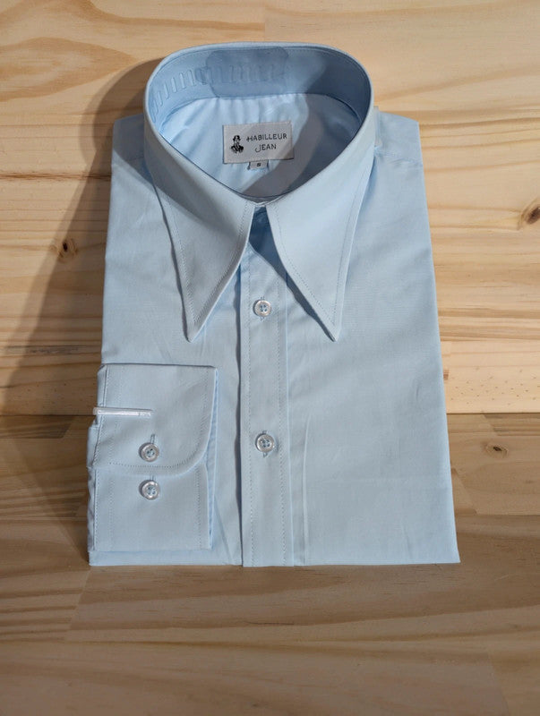 Cotton shirt with point collar with hidden buttons 10cm