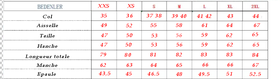 Chemise col français double retors supérieur