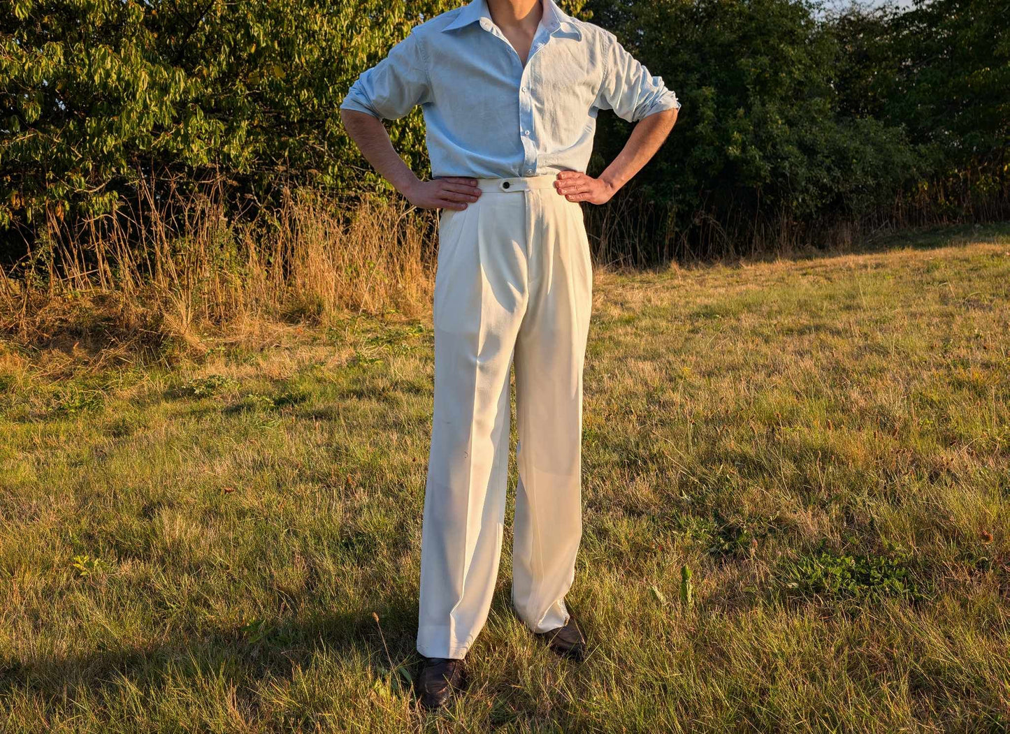 Pantalon Crème taille haute en Laine froide (290gr)