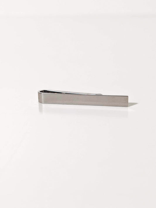 Vintage Tie Clip – Brushed Silver Grey Stainless Steel