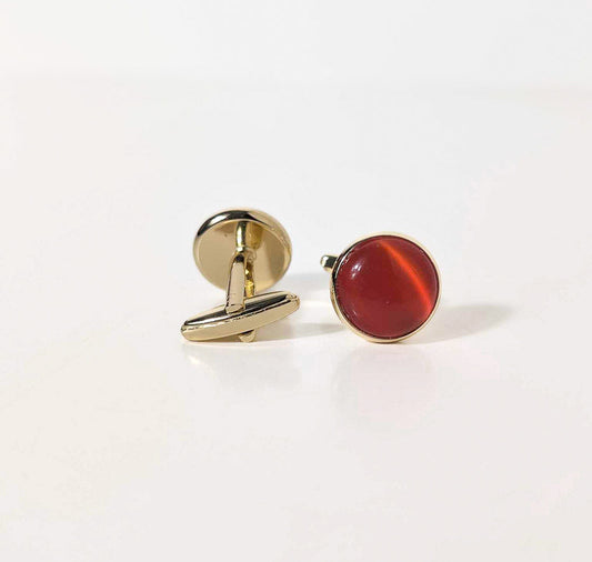 Boutons de manchette vintage orange-rouge corail