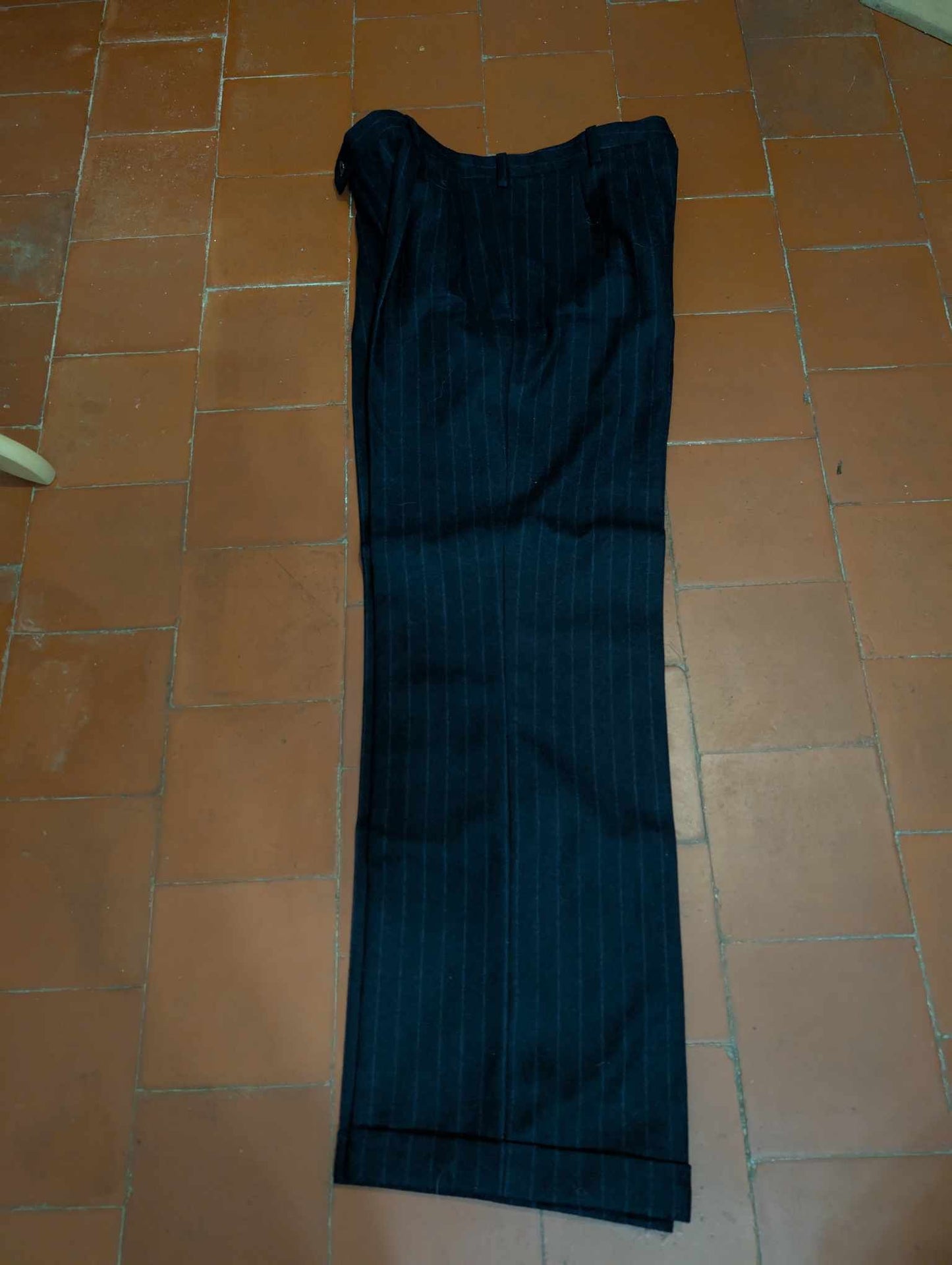 Légendaire costume croisé chalkstripe en flanelle de laine
