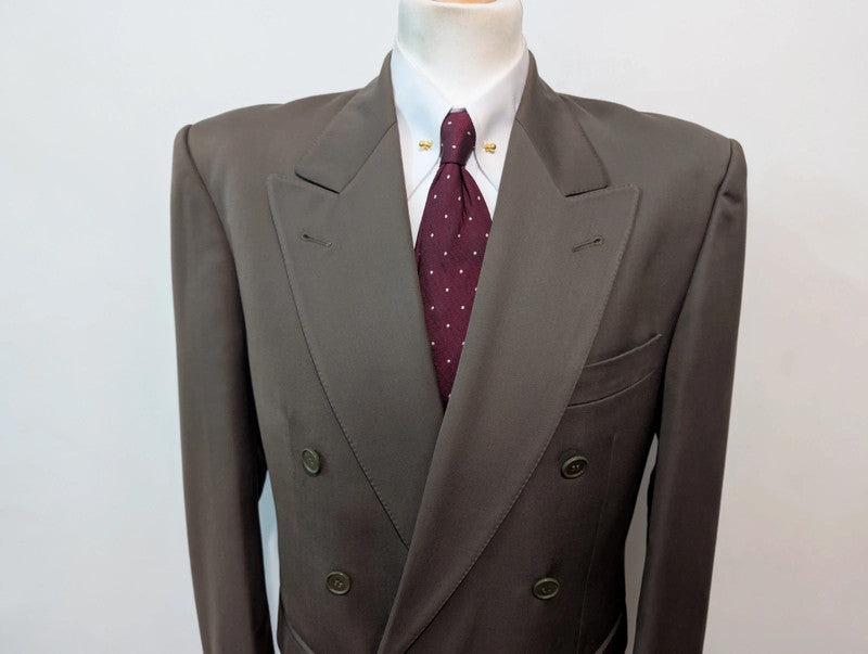 Classique costume croisé kaki gris en laine