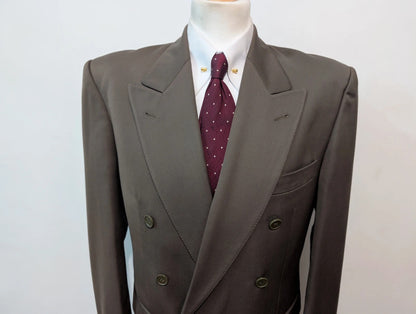 Classique costume croisé kaki gris en laine