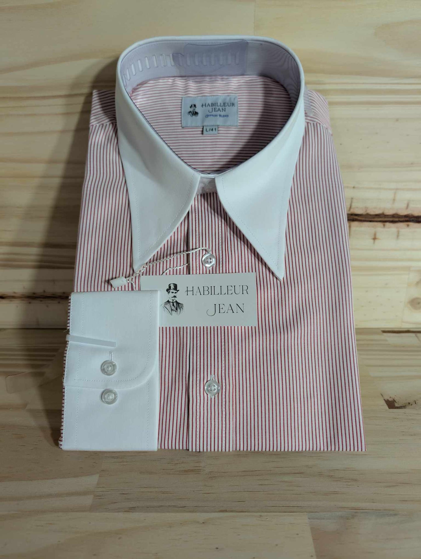 Cotton blend point collar shirt