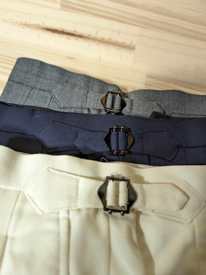 Pantalon Bleu Marine taille haute en Laine froide (290gr)