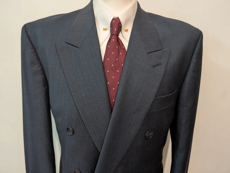 Magnifique costume croisé bleu en laine