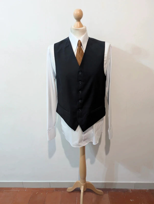 Génial costume 3 pièces bleu marine en laine