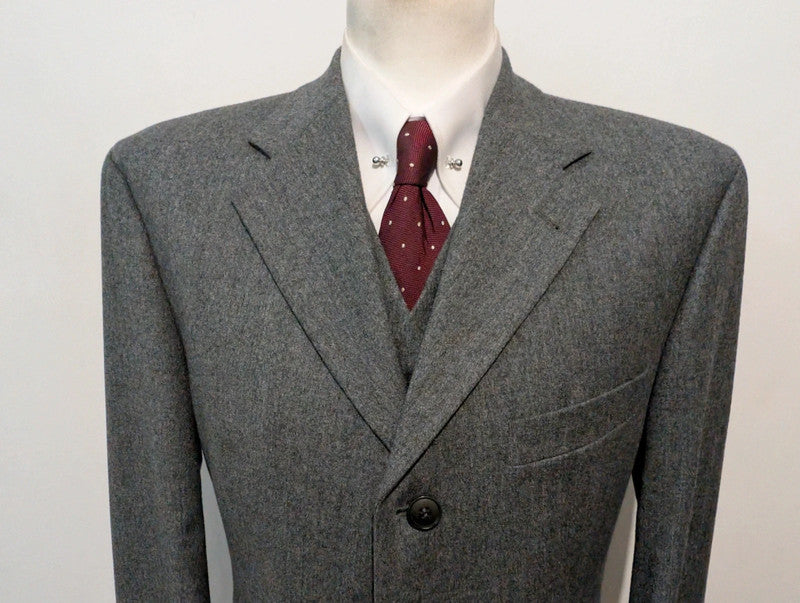Magnifique costume 3 pièces gris en flanelle