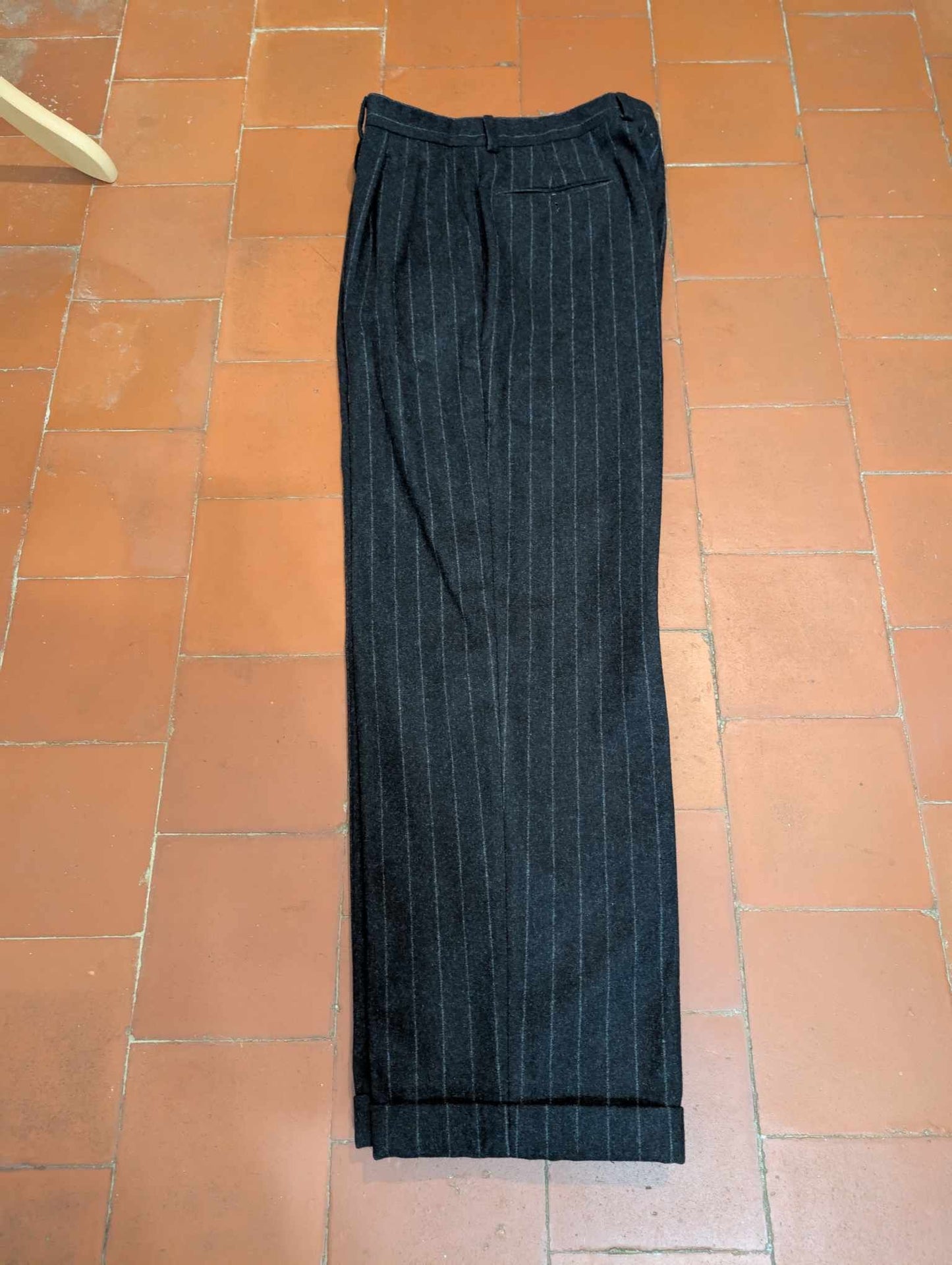 Vilain costume croisé chalkstripe en flanelle lourde