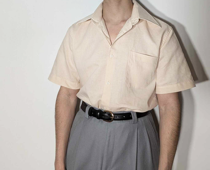 Chemise col français en lin et coton vintage