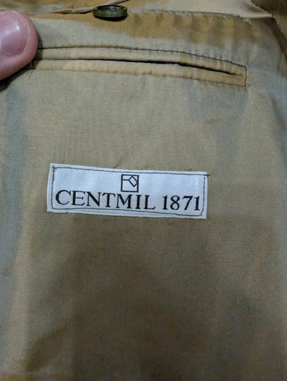 Élégant costume croisé beige kaki en laine