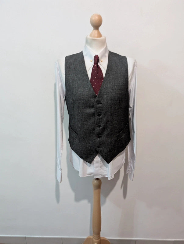 Élégant costume 3 piece gris en laine