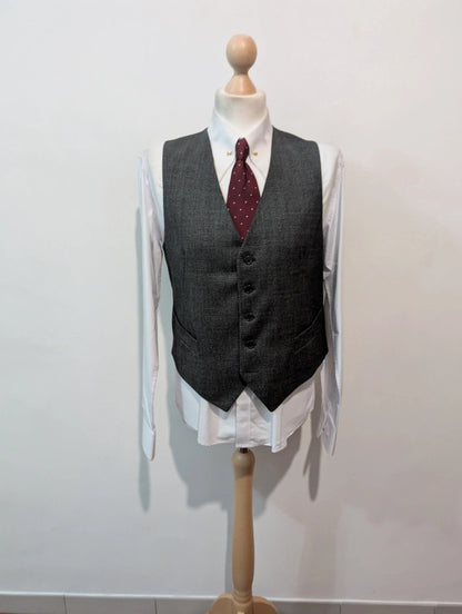 Élégant costume 3 piece gris en laine