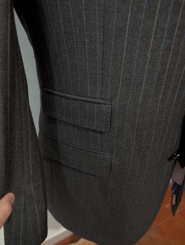 Extraordinaire costume 3 pièces pinstripe en laine