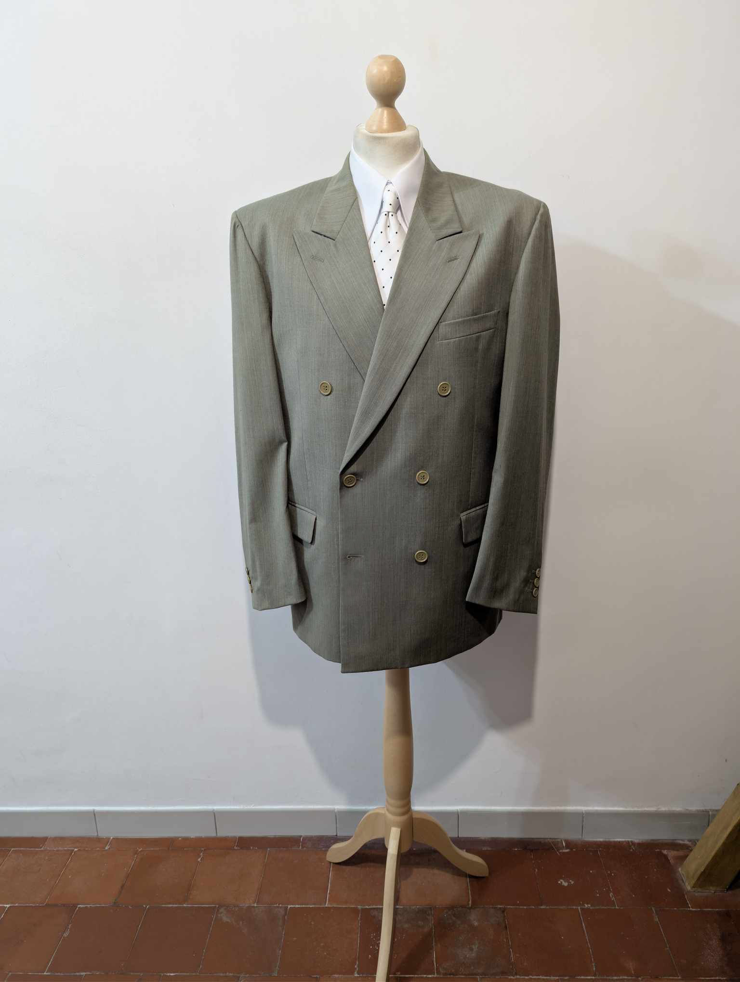 Fabuleux costumes croisé vert en laine