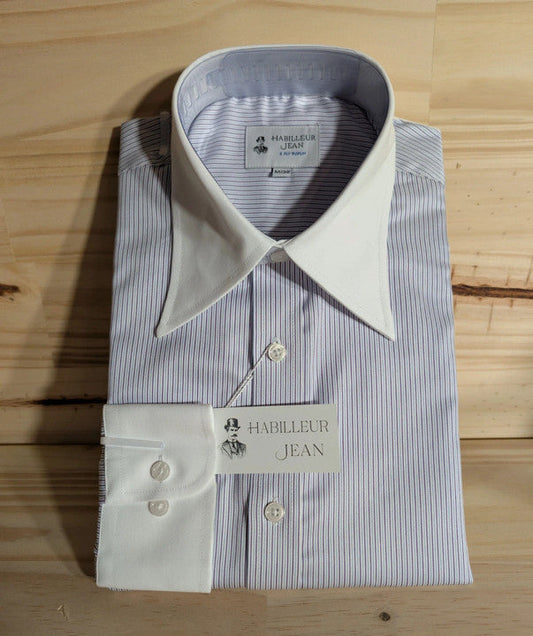 Chemise col français à rayures double retors