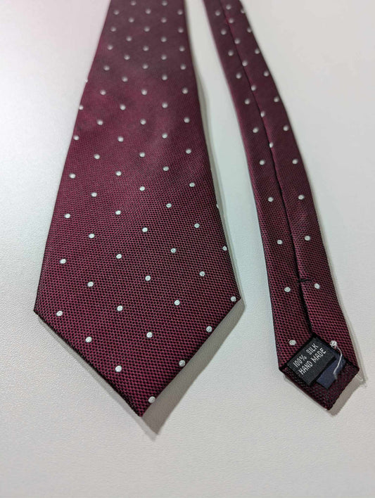 Cravate rouge à pois en soie