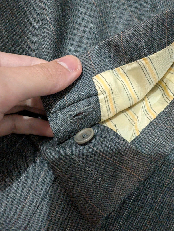 Furious gray wool pinstripe suit