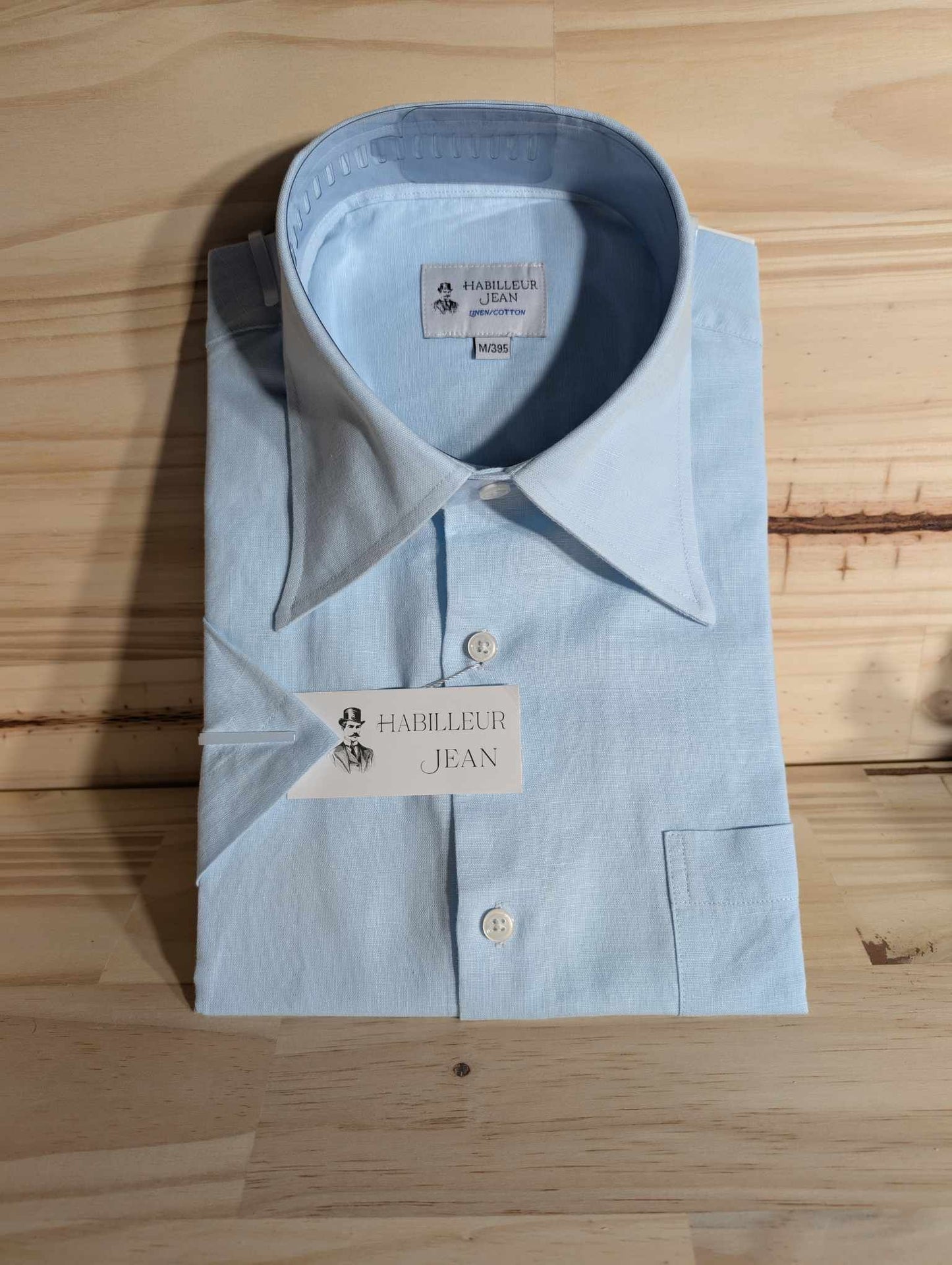 Chemise col français en lin et coton vintage