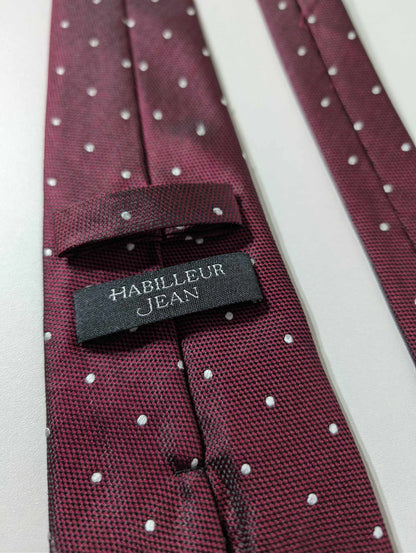 Cravate rouge à pois en soie